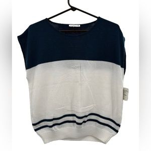 Indian Harbor Vintage Sailboat Nautical V Neck Sweater Made In USA‎ Navy White